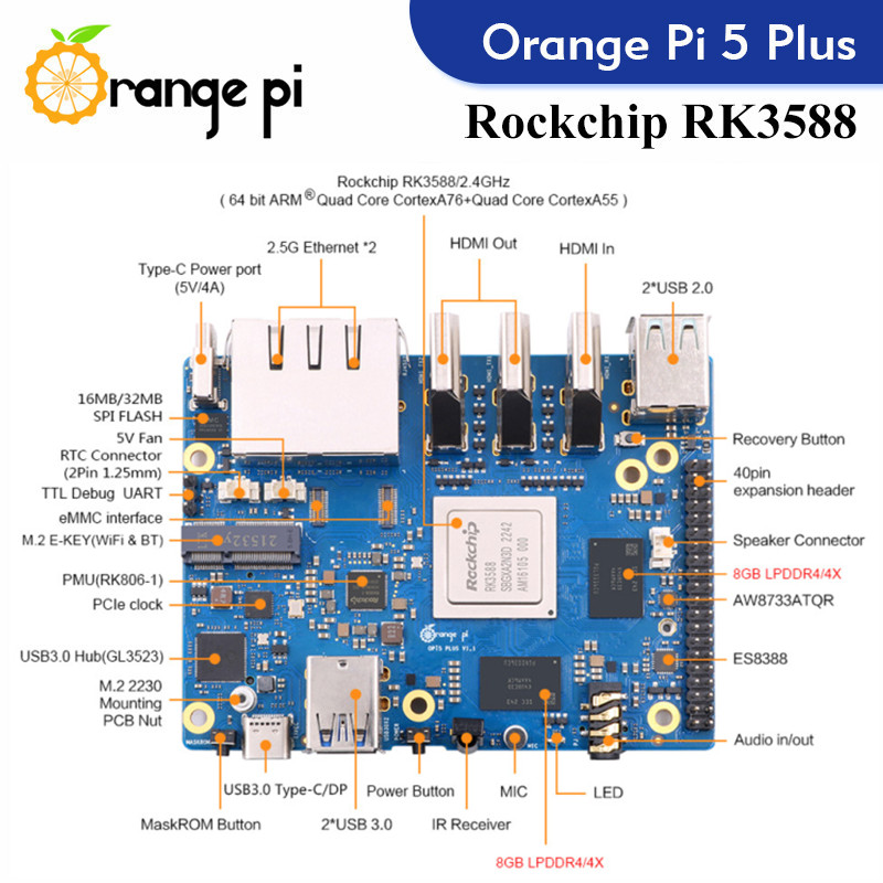 オレンジパイ5プラスシングルボードコンピューター,Rk358 - Orange Pi 5 Plus 32Gb のレビューと価格